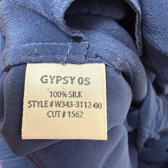 Gypsy 05 Global Village Silk Pants S Pull-On Drawstring 100% Navy Pockets Luxury - Picture 7 of 8